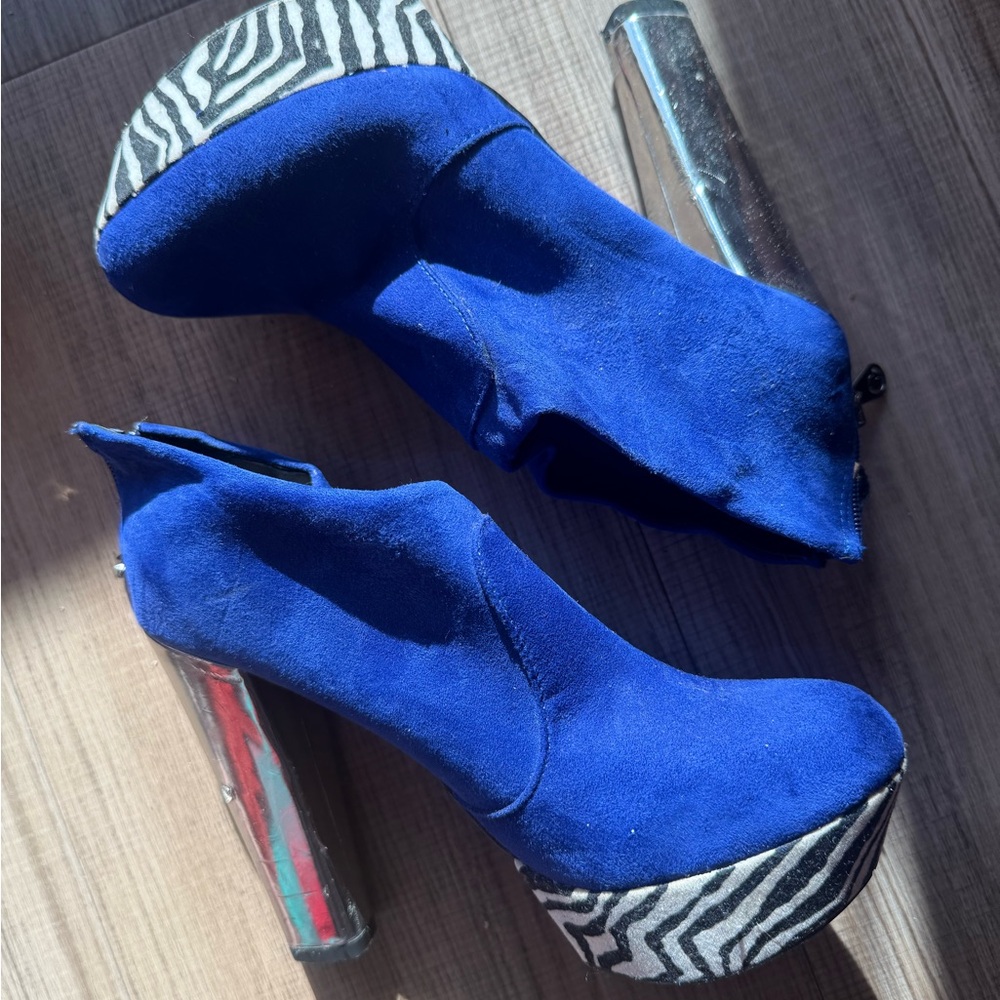 Purple Platform Heels with Zebra Print